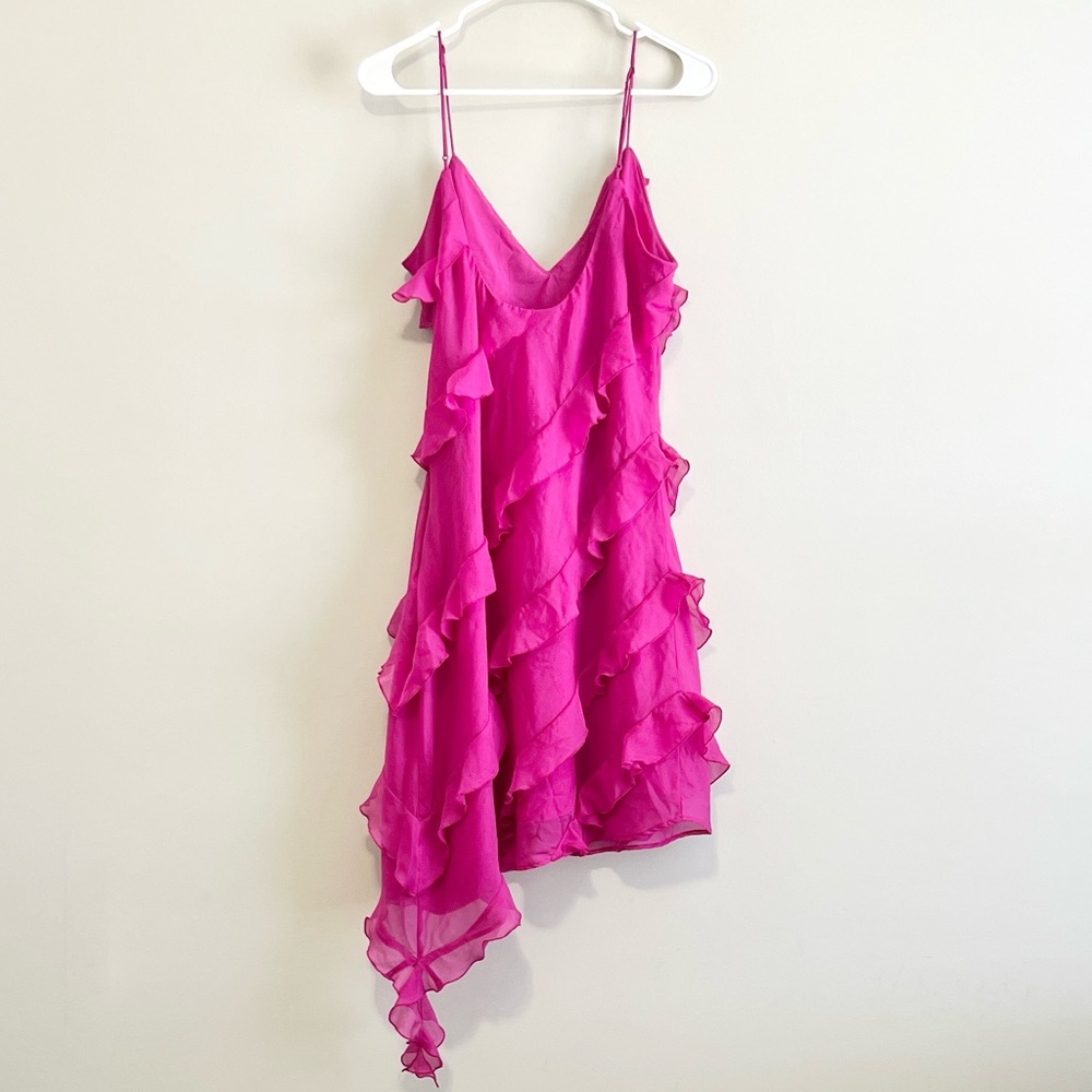 Abercrombie Asymmetrical Ruffle Mini Dress - Picture 2 of 4